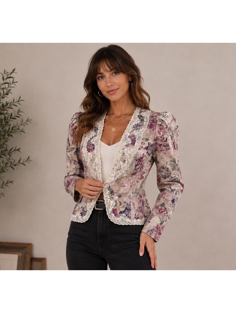 Vintage Nah Nah Collections Jonathan Tait Floral Brocade Lace Blazer Size 12